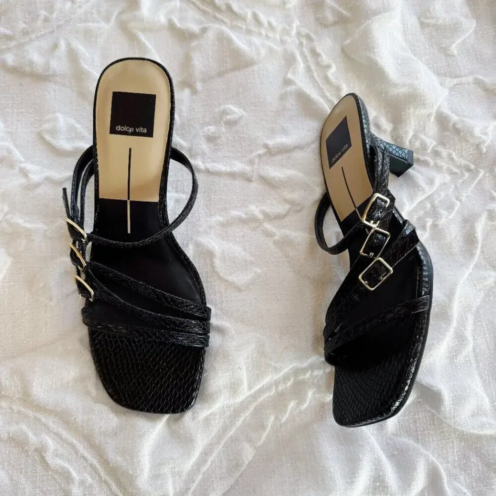 Dolce Vita Tahira Snakeskin Embossed Slide Sandal Size 8 New